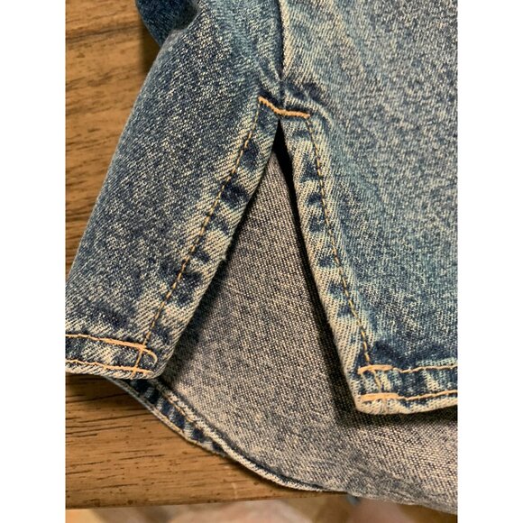 Vtg Denim Floral Embroidered Long Sleeve Shirt Women Size L A.M.I - Button Down - Picture 10 of 13